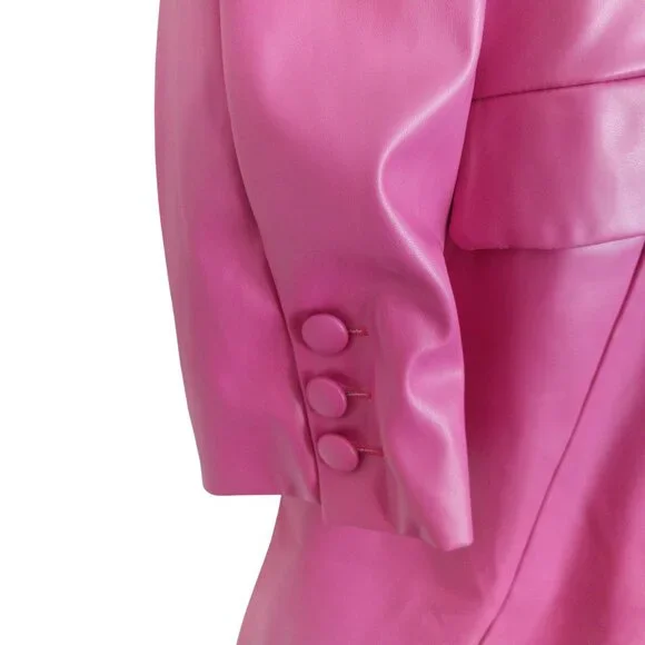 Pink Lily Faux Leather Double Breasted Jacket Blazer New Without Tag Size Large - Picture 3 of 10